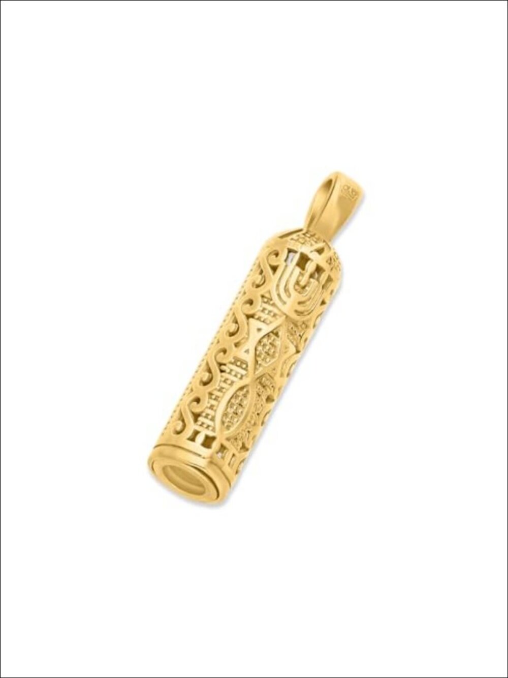 18K Gold Filled Grafted In Mezuzah Pendant Necklace Judaica Israel